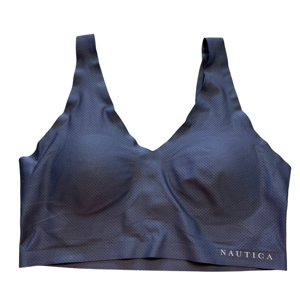 Nautica Intimates Perforated Padded Navy Blue Sports Bra – Large